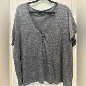 Old Navy Linen blend pebbles Gray V-Neck Women's Top